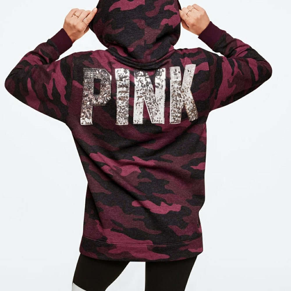 Pink black orchid camo sherpa pullover